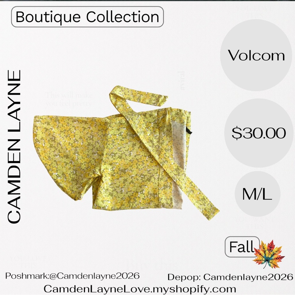 Volcom Mustard Floral Wrap - Picture 7 of 9